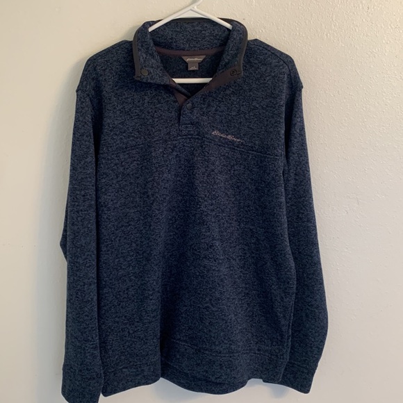 Eddie Bauer Black & Blue 3/4 Snap Up Pullover Size L - Picture 4 of 6